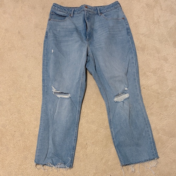 Express Denim - New Express Curvy Mom Jeans High Rise Distressed Light Blue Jeans Size 14